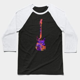 Orange on Purple Flame Guitar Silhouette Baseball T-Shirt